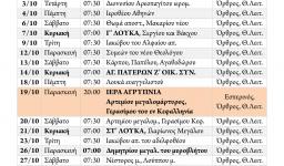 Πρόγραμμα ακολουθιών Οκτωβρίου 2018